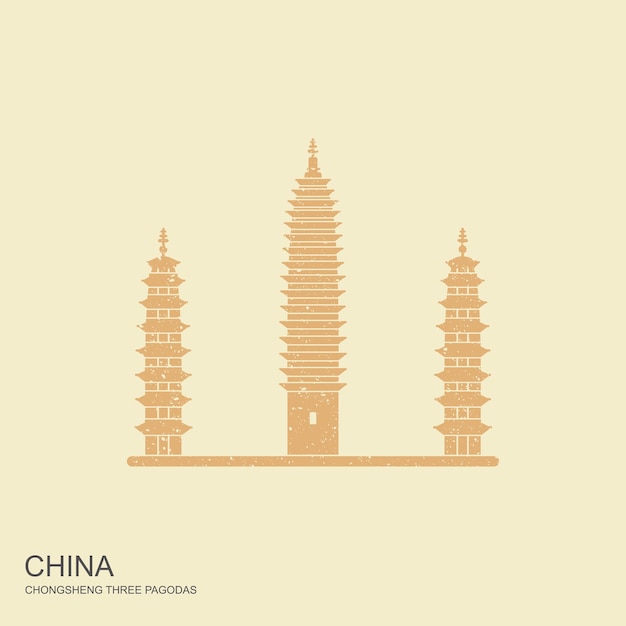Las tres pagodas del templo de Chongsheng, China