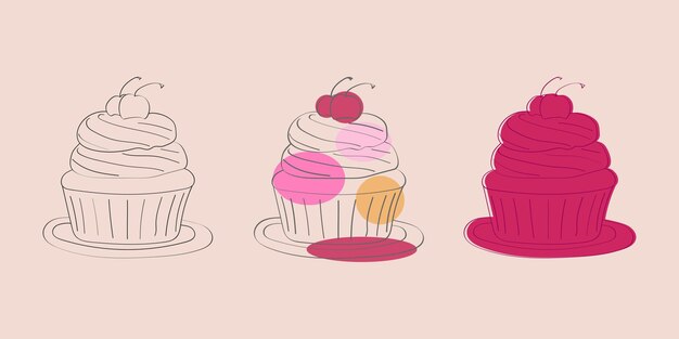 Tres pasteles de cereza