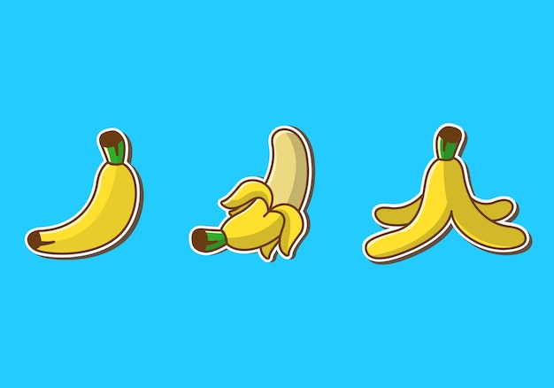 de tres plátanos con estilo de dibujos animados