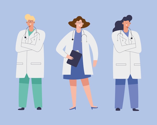 Tres profesionales médicos