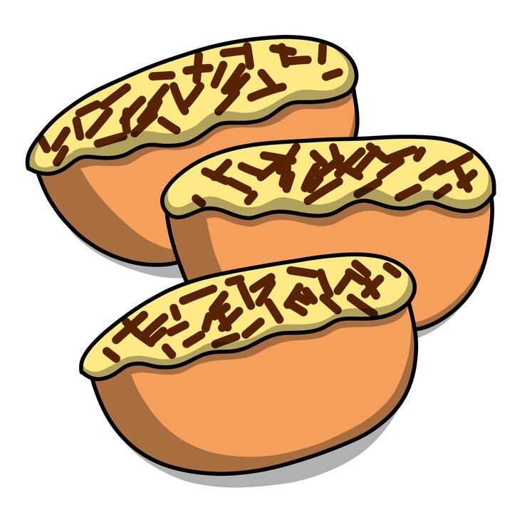 tres pukis de pan con salpicaduras en la parte superior
