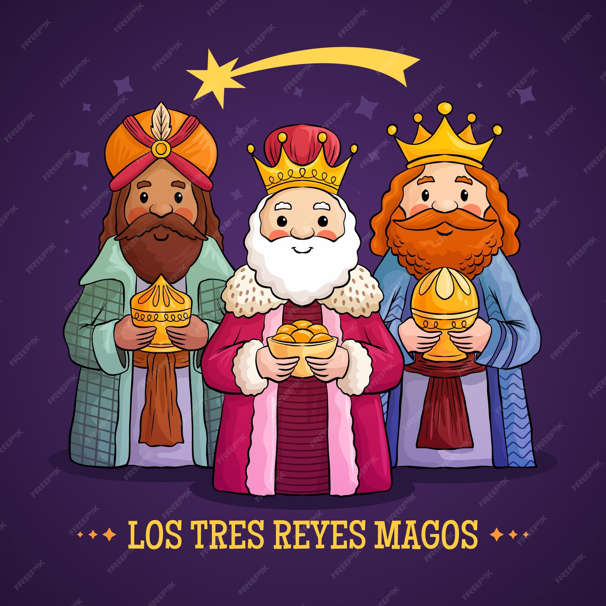Tres reyes magos dibujados a mano | Vector Premium