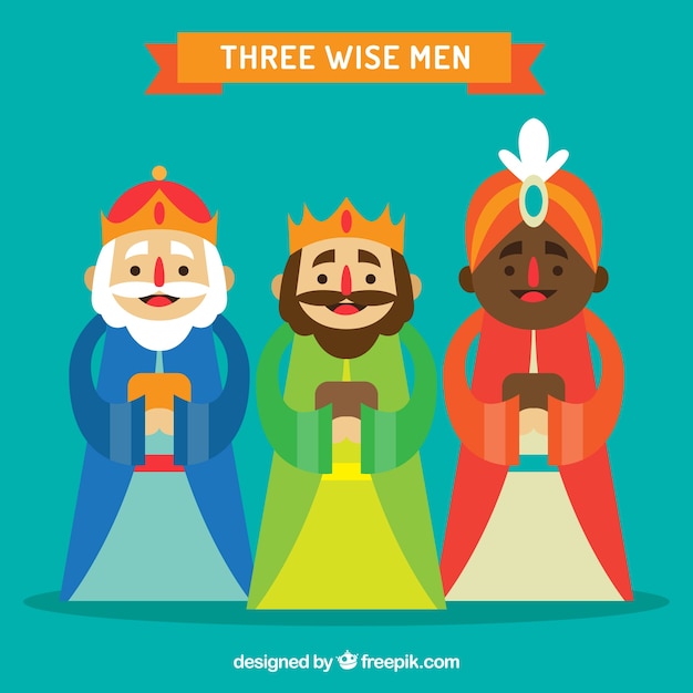 Los tres reyes magos en diseño plano