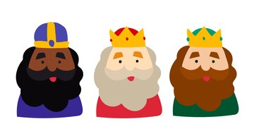 Tres reyes magos, tres reyes magos, que traen regalos a jesús. gaspar,  baltasar y melchor. | Vector Premium