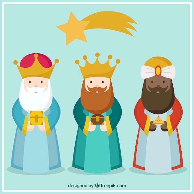 Vector los tres reyes de oriente en estilo dibujos animados