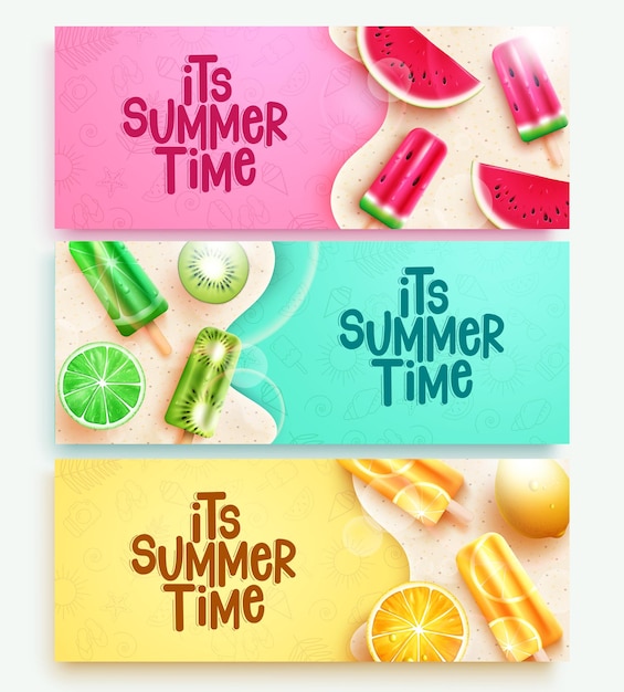 Tres tarjetas de diferentes colores con las palabras es verano en ellas.