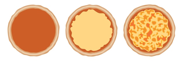 Tres tipos de cortezas de pizza sobre un fondo blanco Ilustración vectorial