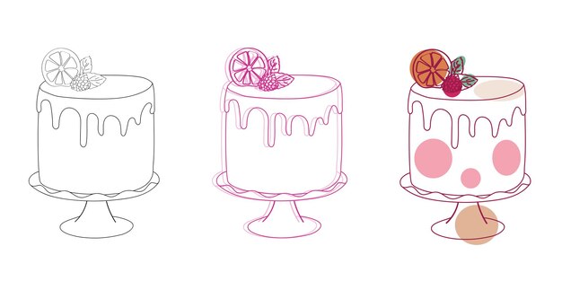 Tres tipos diferentes de pasteles sobre un fondo blanco