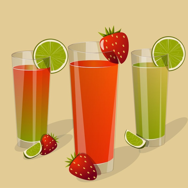 Tres vasos de jugo