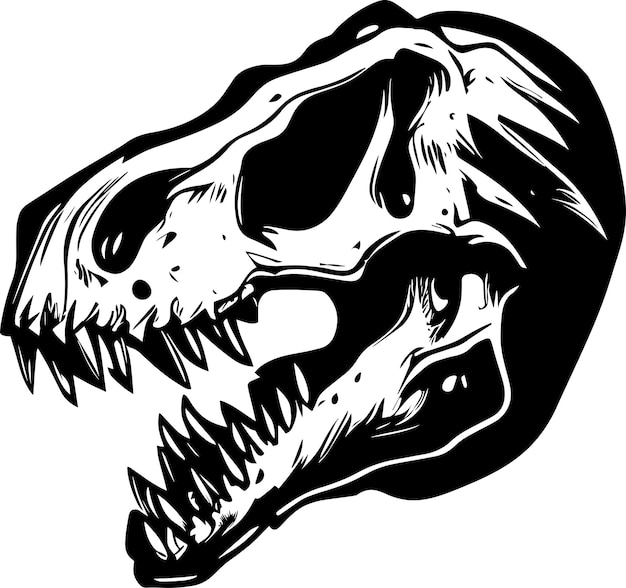 Vector trex skull logo estilo de diseño monocromático