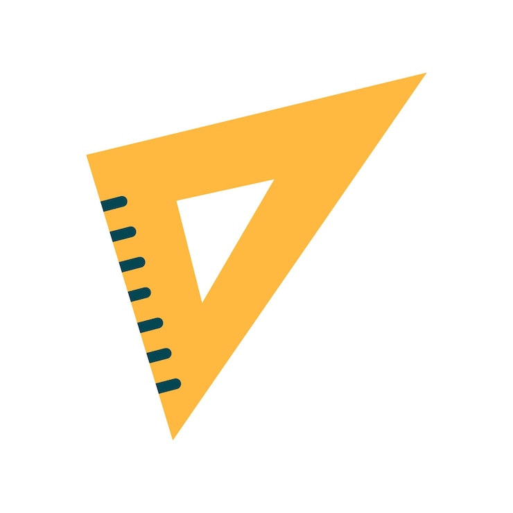 Vector triangular ruler icon in flat design style for geometry and measurement concepts
