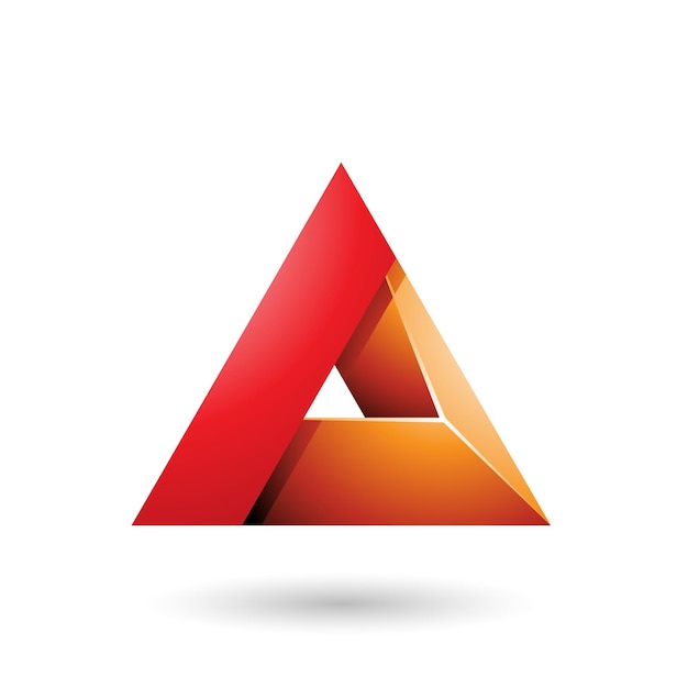 Vector triángulo 3d rojo y naranja con una ilustración de vector de agujero