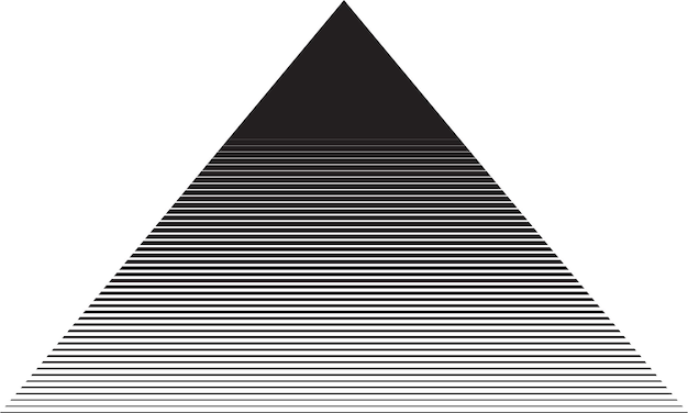 Triángulo blanco y negro con líneas de gradiente horizontales