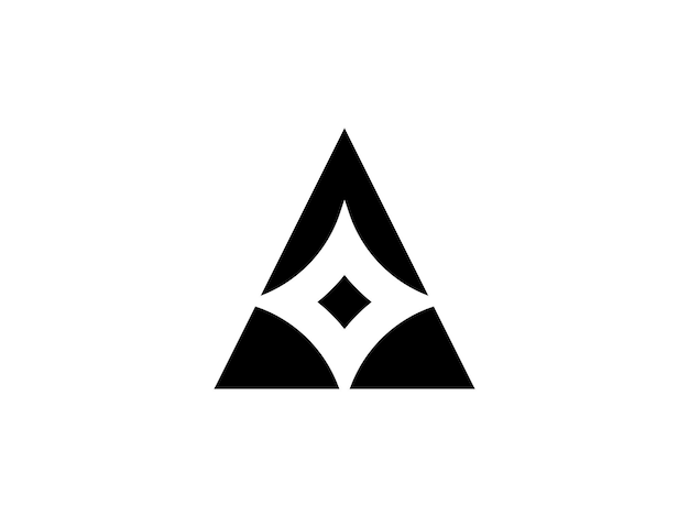 triángulo A con un diseño de logotipo en forma de estrella
