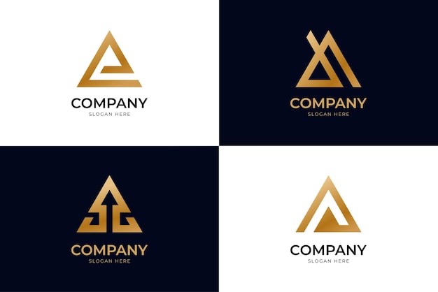 Triángulo dorado letra a monograma logotipo de empresa logotipo de identidad de empresa elegante simple