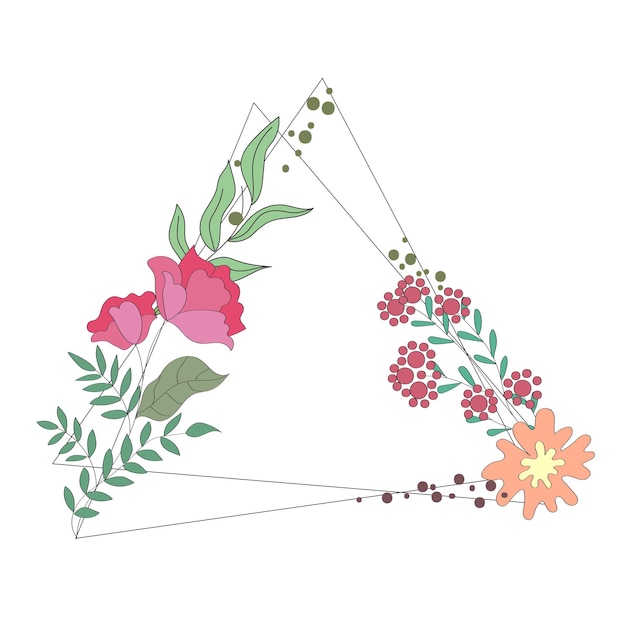 Un triángulo con flores y la palabra flor en él vector