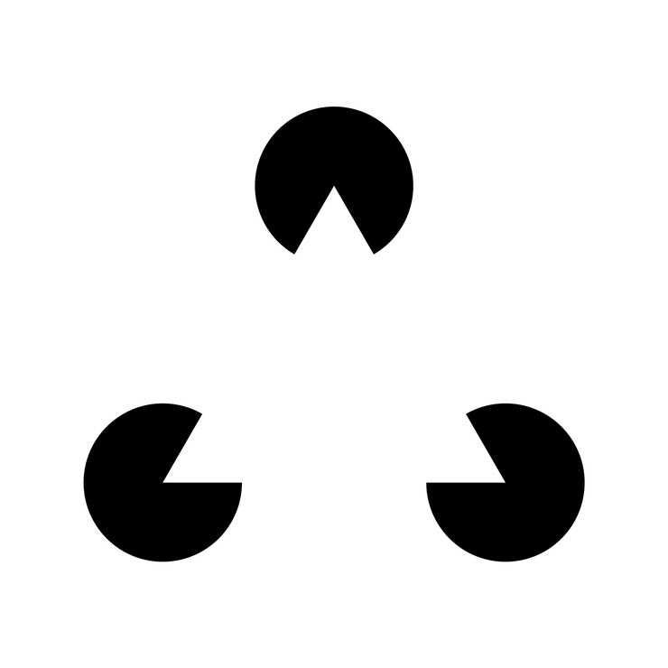 Vector triángulo de gestalt ejemplo de figuras geométricas ilustración de ilusión triángulo de espacio negativo