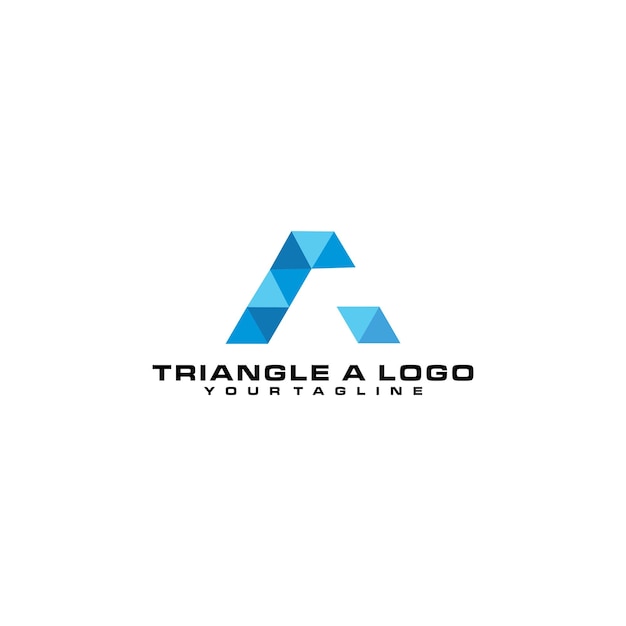 Triángulo un logotipo con triángulos azules sobre un fondo blanco.