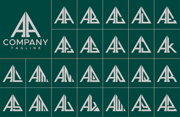 Triángulo moderno letra AA A plantilla de diseño de logotipo