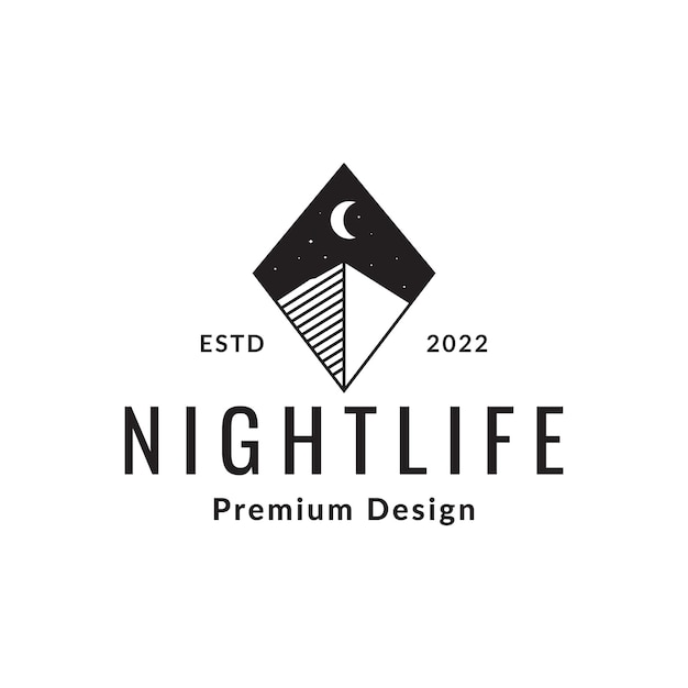 Triángulo montaña con espacio nocturno diseño de logotipo vector gráfico símbolo icono ilustración idea creativa