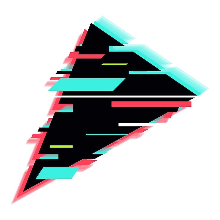 Vector triángulo negro que muestra el concepto de efecto de arte de glitch