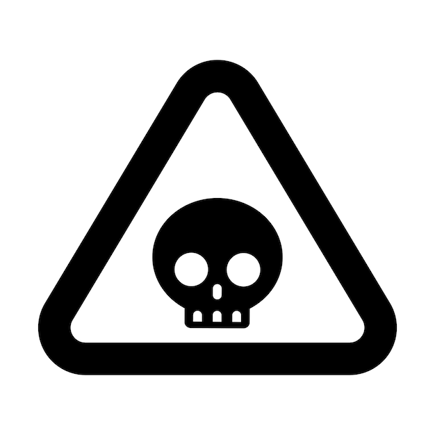 triángulo de peligro signo de advertencia de cautela peligro de tráfico icono de veneno tóxico aislado