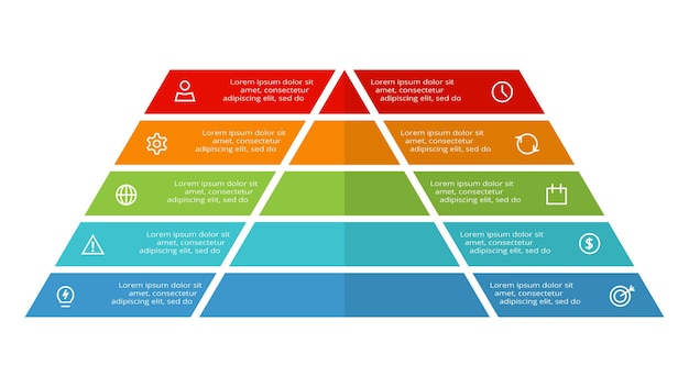 Triángulo con plantilla infográfica de 10 elementos para presentaciones de negocios web ilustración vectorial visualización de datos comerciales