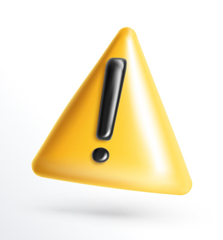 Triangulo de precaución 3d amarillo con signo de exclamación