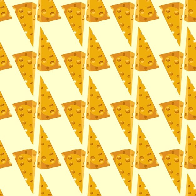 Triángulo de queso Patrón sin costuras Ilustración vectorial