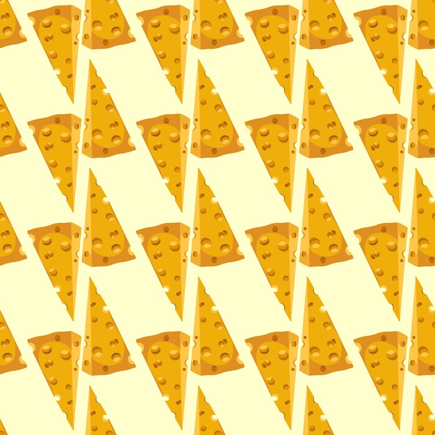 Triángulo de queso Patrón sin costuras Ilustración vectorial