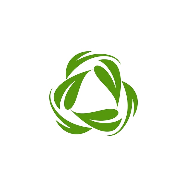 triángulo reciclar hoja logotipo diseño de icono abstracto hoja verde flecha rotación suspiro ecología