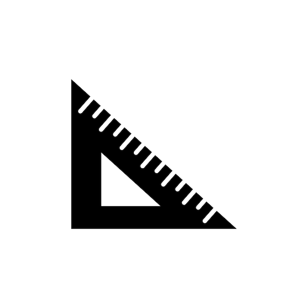 Triángulo regla icono conjunto arquitecto medida escala de triángulo símbolo vectorial geometría de papelería signo de herramienta triangular en negro relleno y estilo delineado