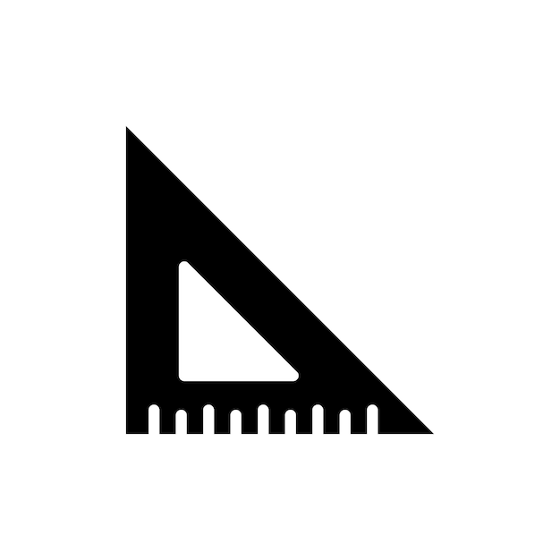 Triángulo regla icono conjunto arquitecto medida escala de triángulo símbolo vectorial geometría de papelería signo de herramienta triangular en negro relleno y estilo delineado