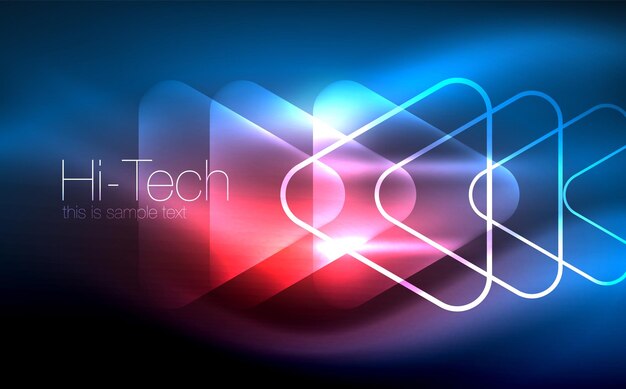 Triángulo vectorial brillante forma geométrica en espacios oscuros fondo abstracto vectorial