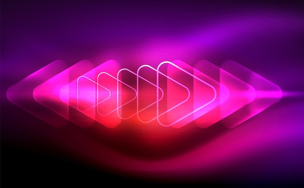 Triángulo vectorial brillante forma geométrica en espacios oscuros fondo abstracto vectorial