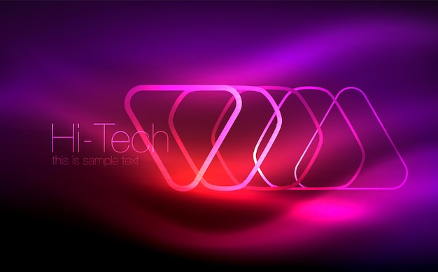 Triángulo vectorial brillante forma geométrica en espacios oscuros fondo abstracto vectorial