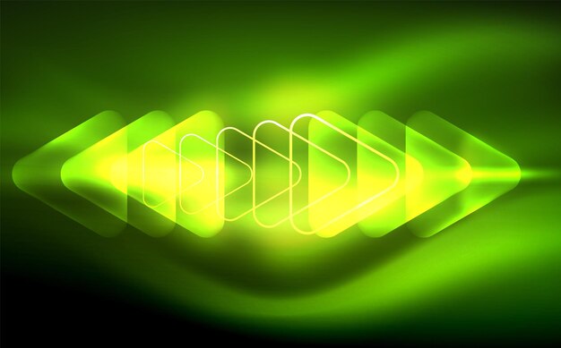 Triángulo vectorial brillante forma geométrica en espacios oscuros fondo abstracto vectorial
