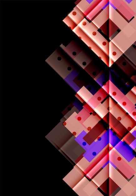 Triángulos de colores y flechas sobre fondo oscuro Ilustración vectorial