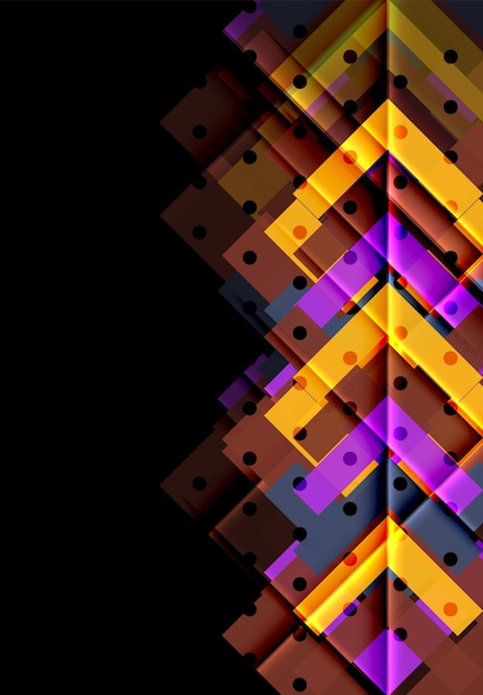 Triángulos de colores y flechas sobre fondo oscuro Ilustración vectorial