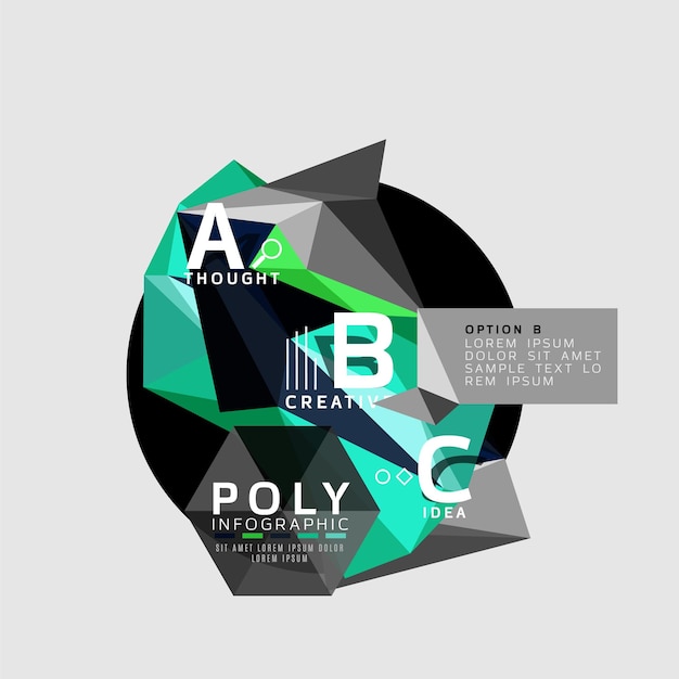 Triángulos de colores con opciones ABC Vector