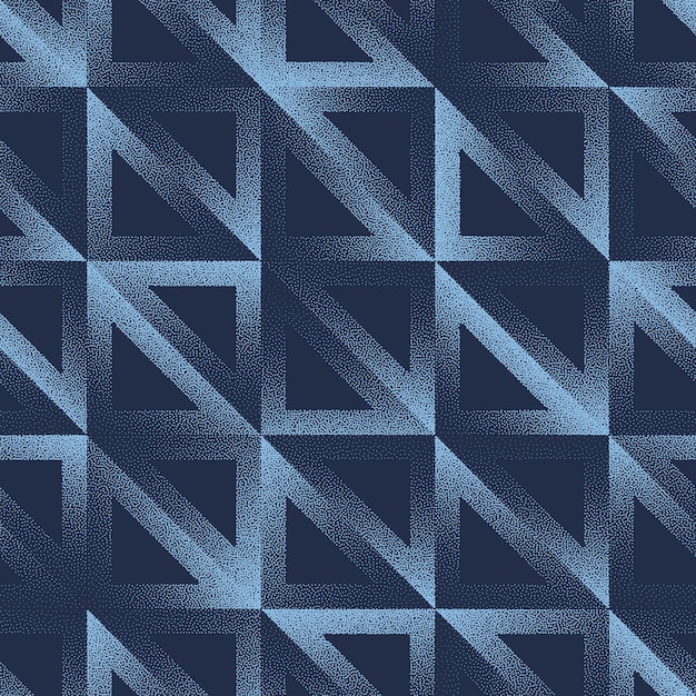 Triángulos desvanecidos cuadrícula patrón sin costuras tendencia azul fondo vectorial abstracto