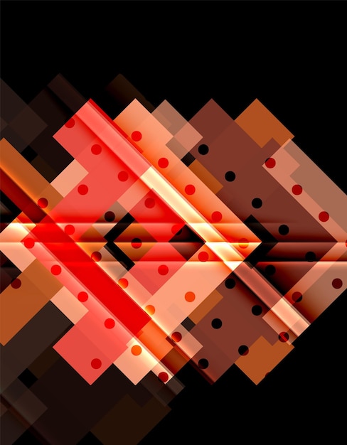 Triángulos y flechas de colores en fondo oscuro Ilustración vectorial
