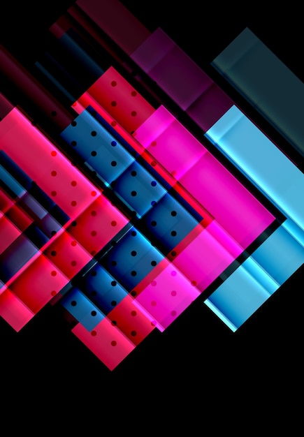 Triángulos y flechas de colores en fondo oscuro Ilustración vectorial