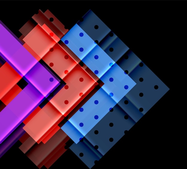 Triángulos y flechas de colores en fondo oscuro Ilustración vectorial