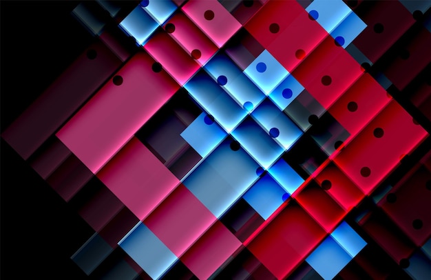 Triángulos y flechas de colores en fondo oscuro Ilustración vectorial