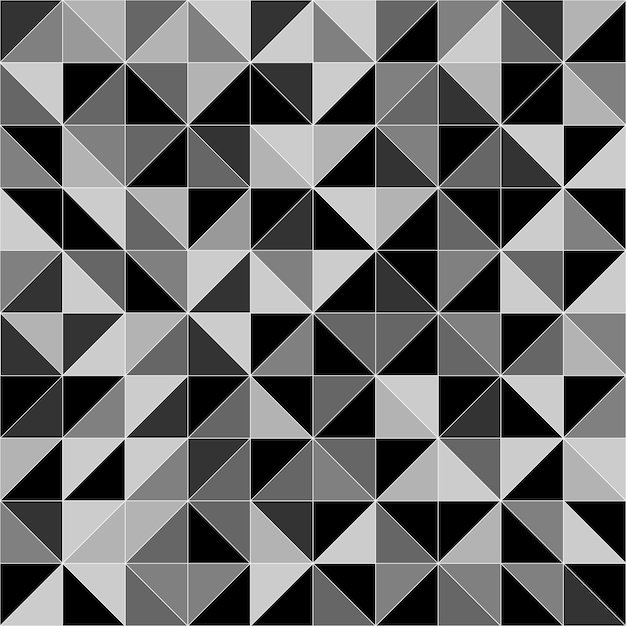 Triángulos monocromos de patrones sin fisuras Mosaico blanco y negro Ilustración vectorial abstracta