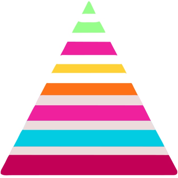 triángulos pastel que forman una pirámide hipnotizante puesta contra el icono blanco