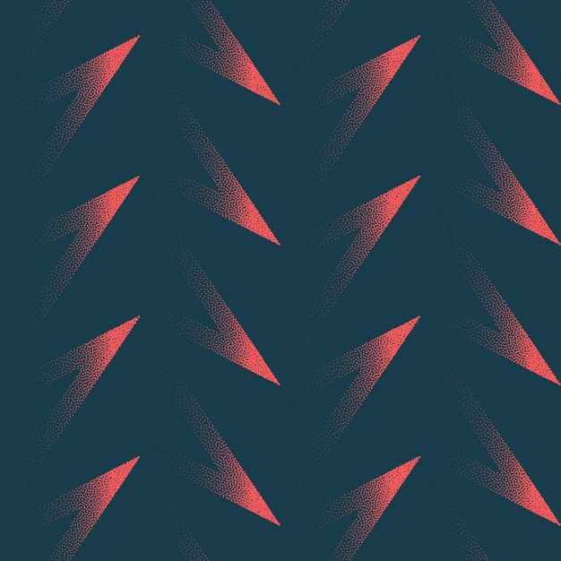 Triángulos rojos en lienzo negro Patrón sin costuras Fondo abstract vectorial de moda