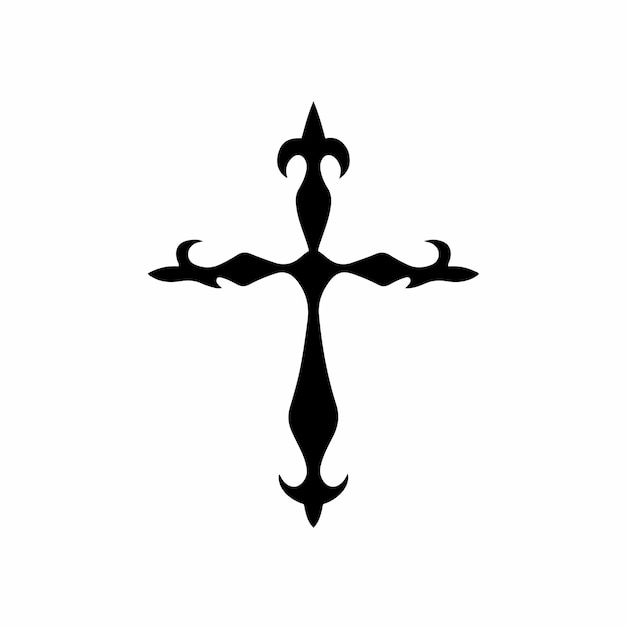 Tribal Christian Cross Logo Diseño Tatuaje Plantilla Vector Ilustración