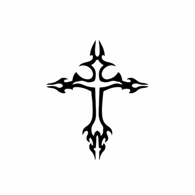 Tribal Christian Cross Logo Diseño Tatuaje Plantilla Vector Ilustración